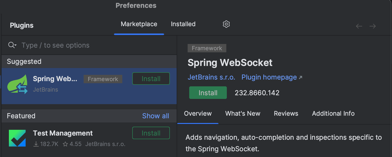 Suggested plugins in Settings/Preferences