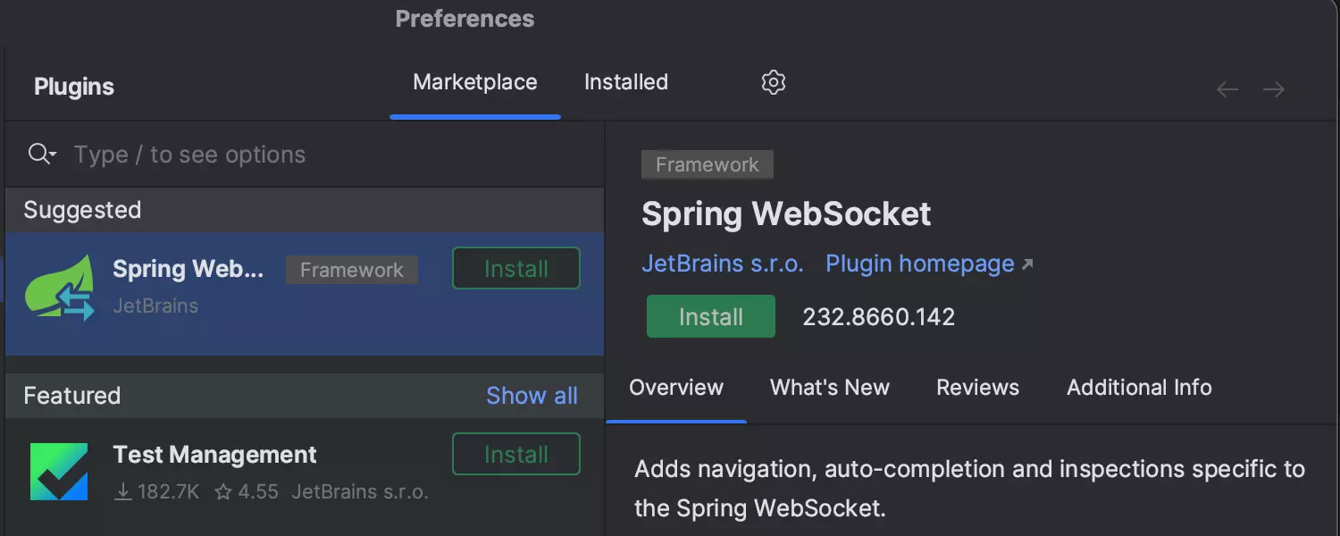 Suggested plugins in Settings/Preferences