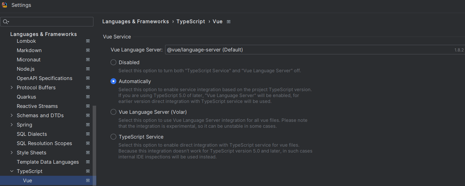 Vue Language Server support