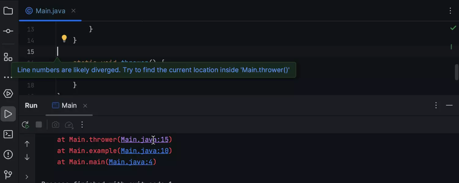 Verbesserte Navigation bei der Stack-Trace-Analyse