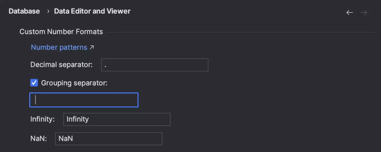 Formatos numéricos personalizáveis no editor de dados