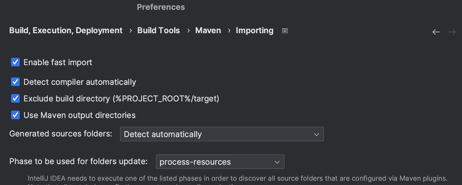 Fast Maven import for all projects