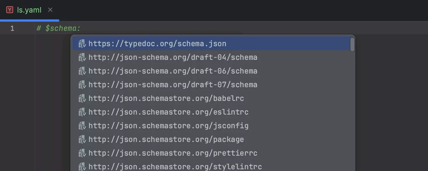 YAML ファイルのコメント内での $schema のサポート