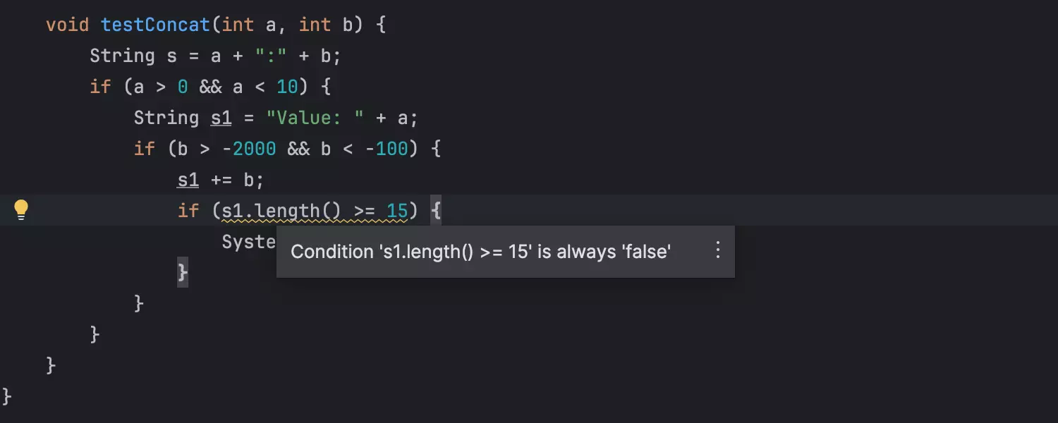 Improved inspections for constant conditional expressions