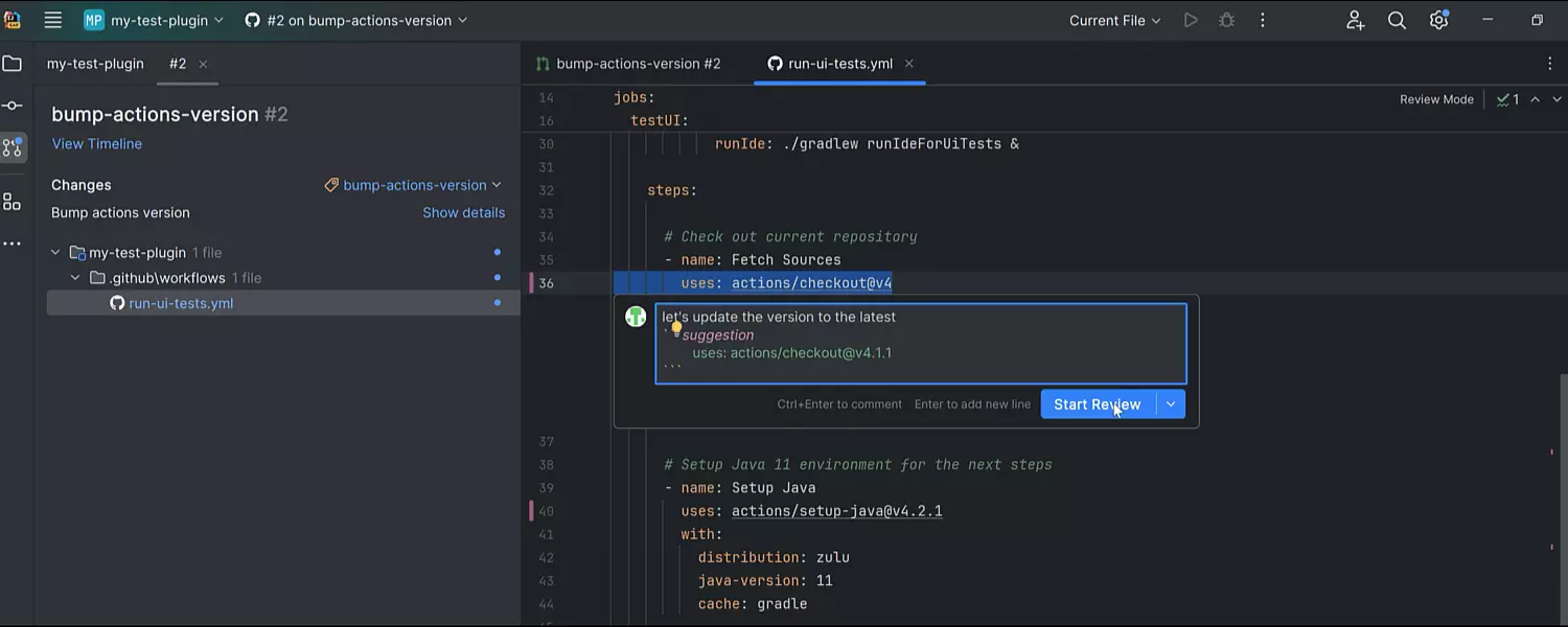 Révision du code dans l'éditeur