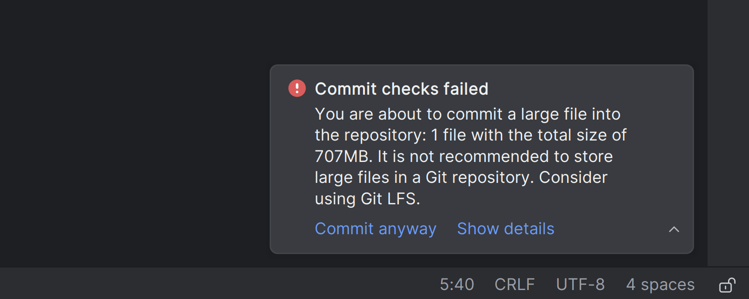 Preventing large file commits to repositories