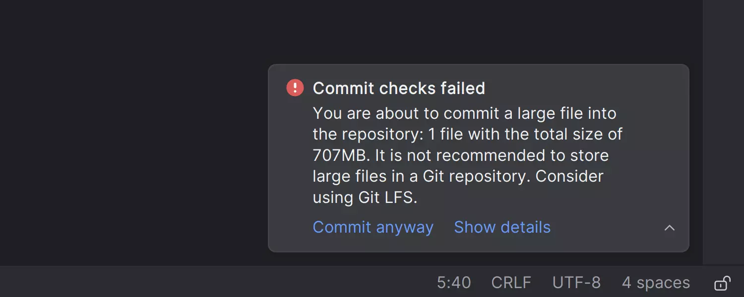 Preventing large file commits to repositories