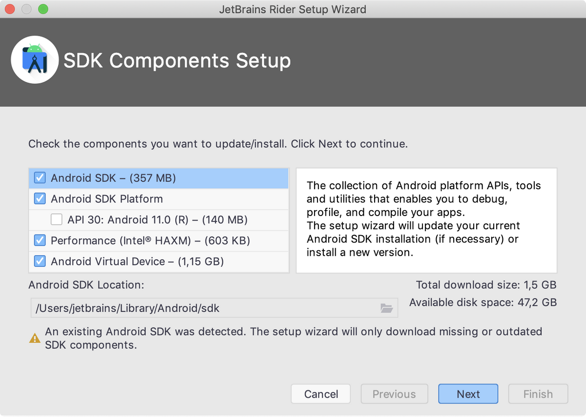Android SDK installer screenshot