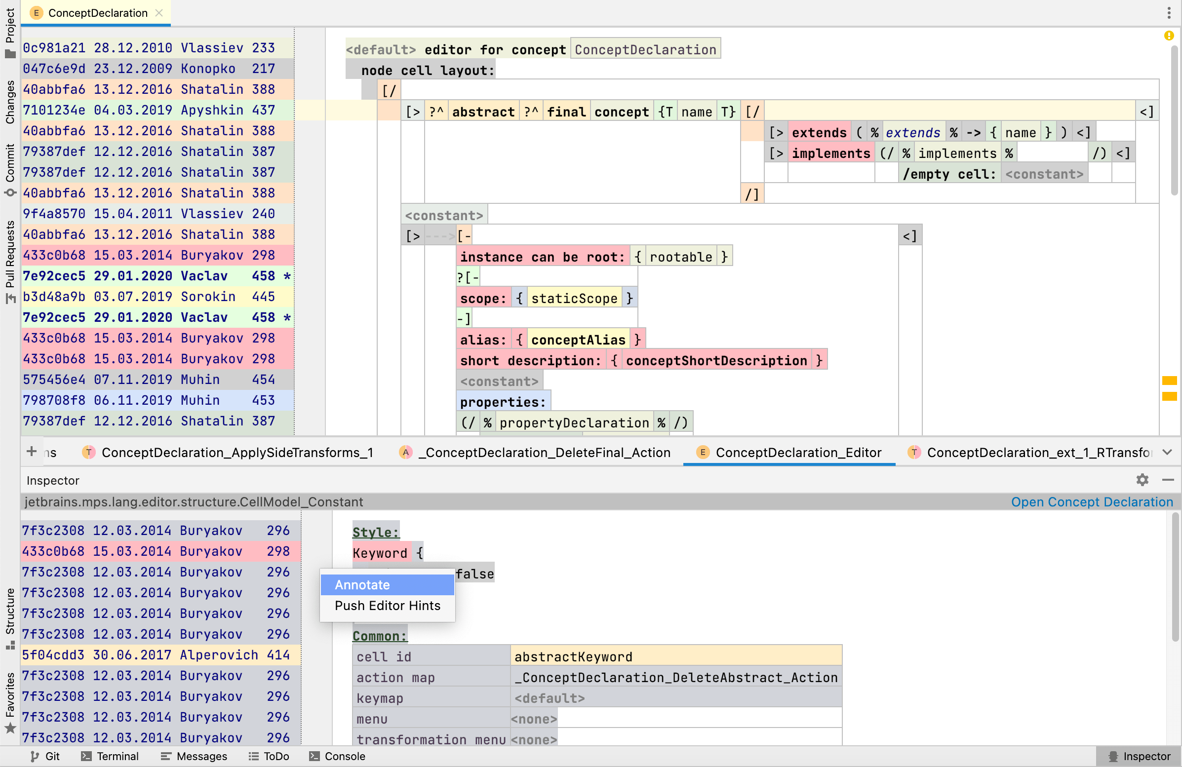 Annotations in Inspector