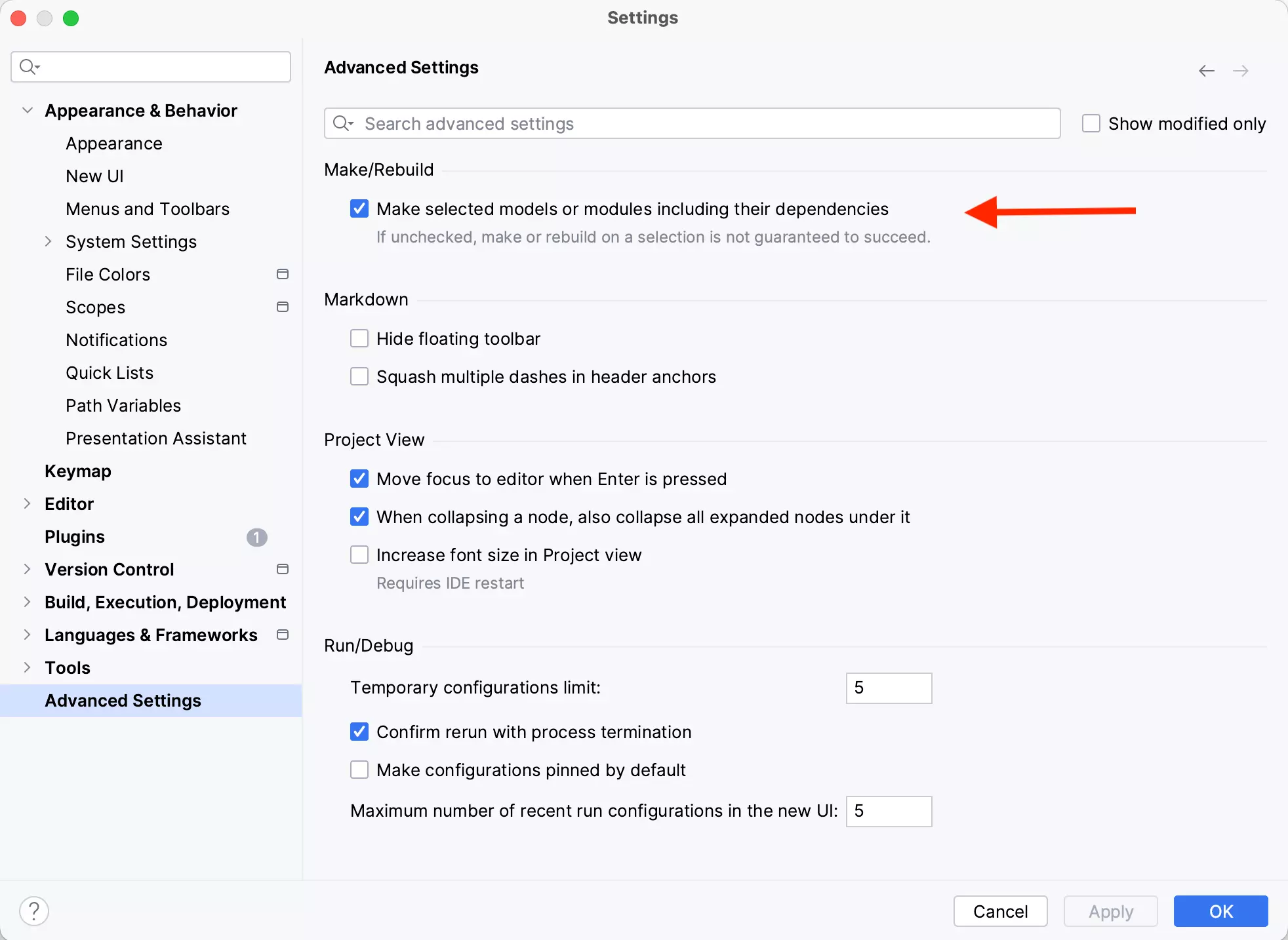 Configuração de dependências de make