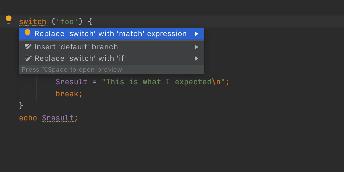 Convert switch statement to match expression