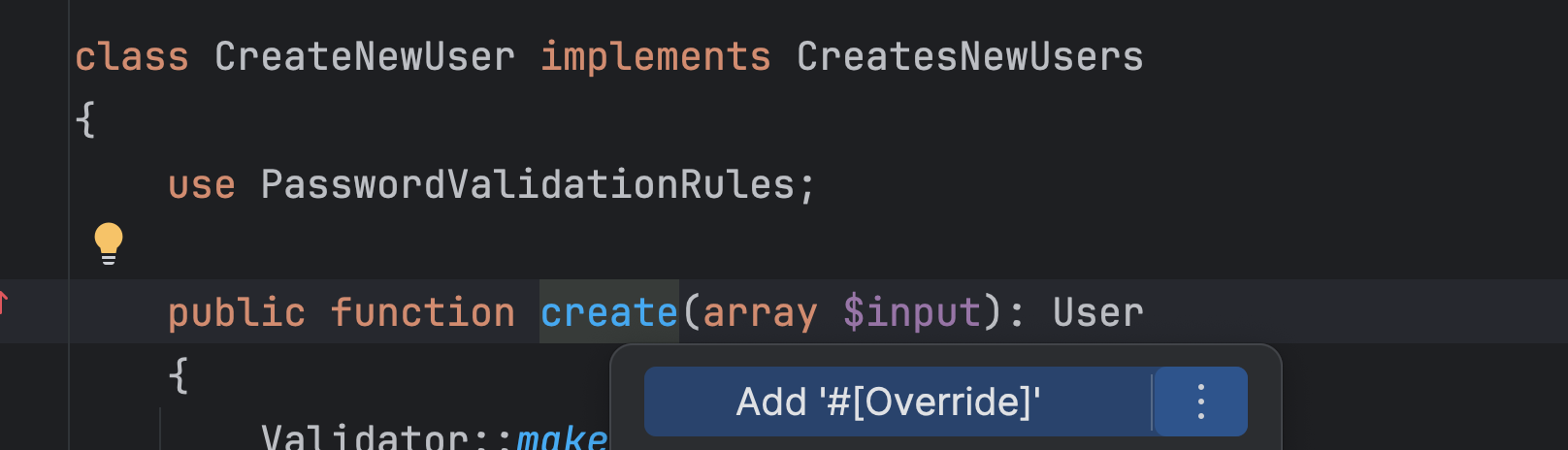 Adding Override attribute suggestion