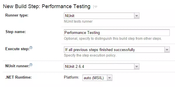 Exécution du test unitaire de l'étape de build sous le profileur