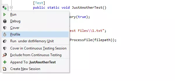 Profiling unit tests