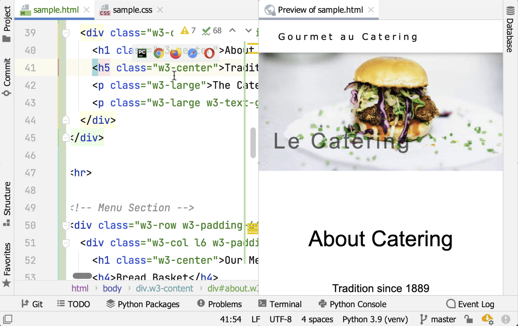 Built-in HTML preview