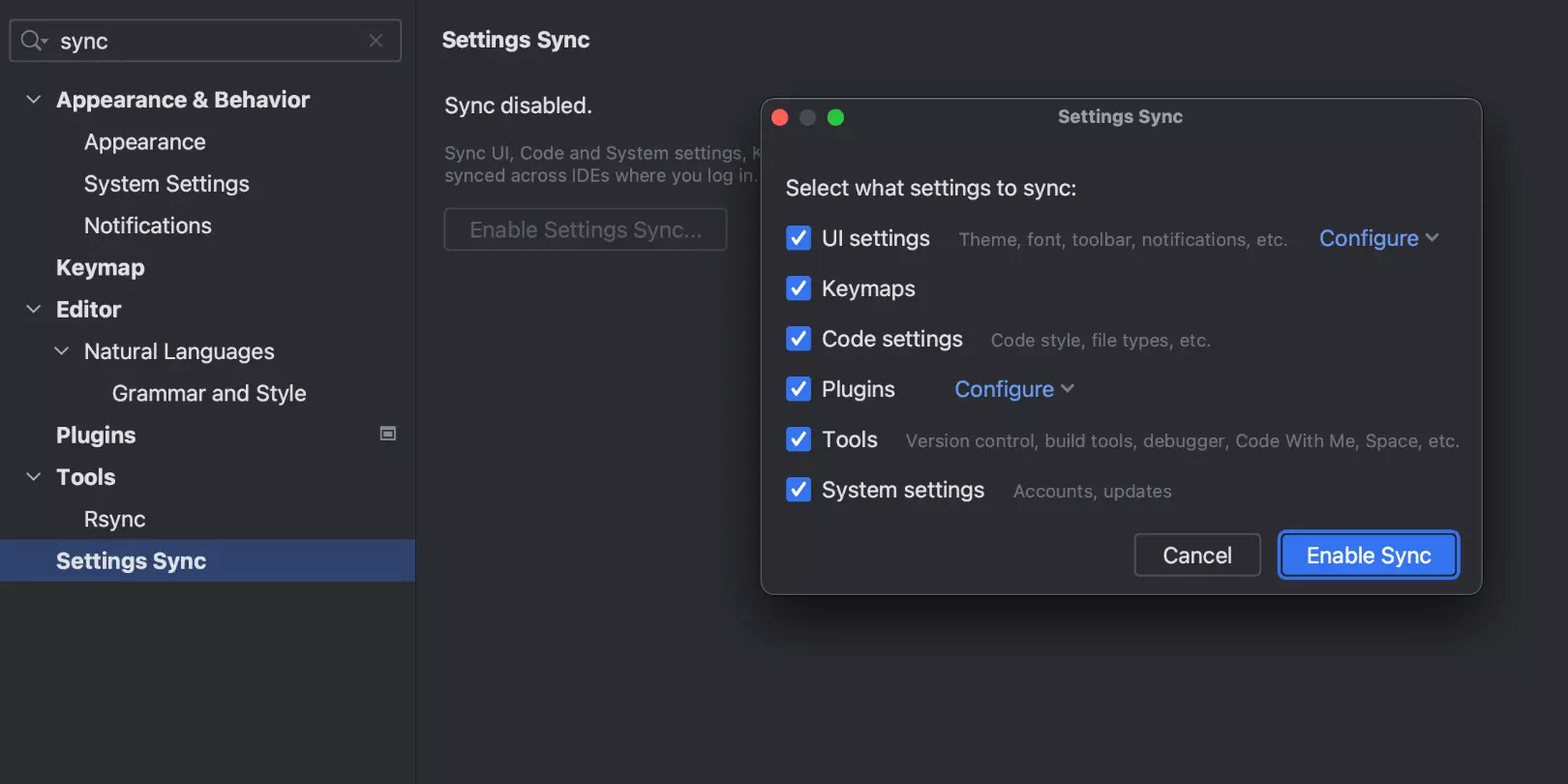 Nouvelle solution Settings Sync