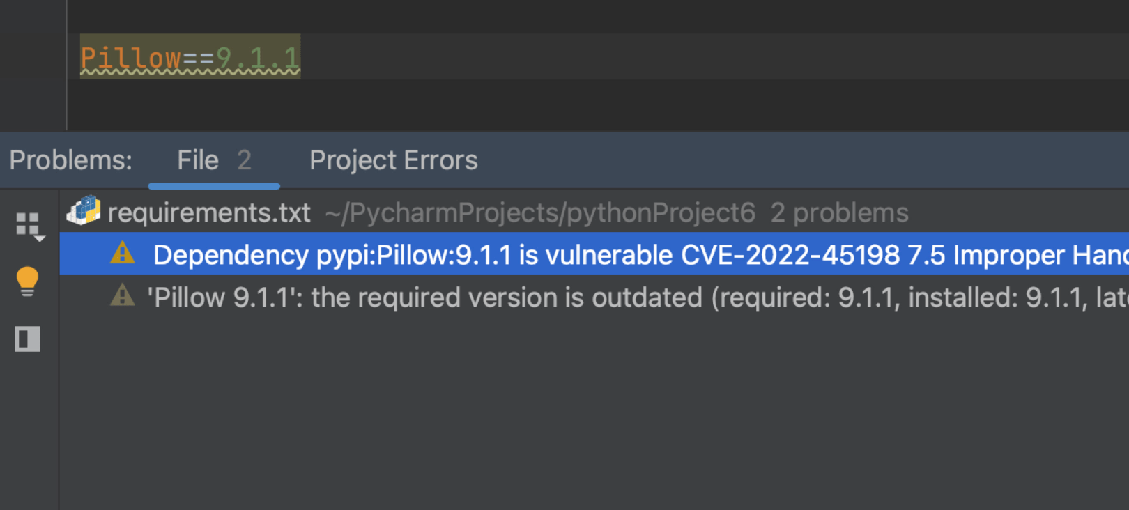 Vulnerability checker for packages