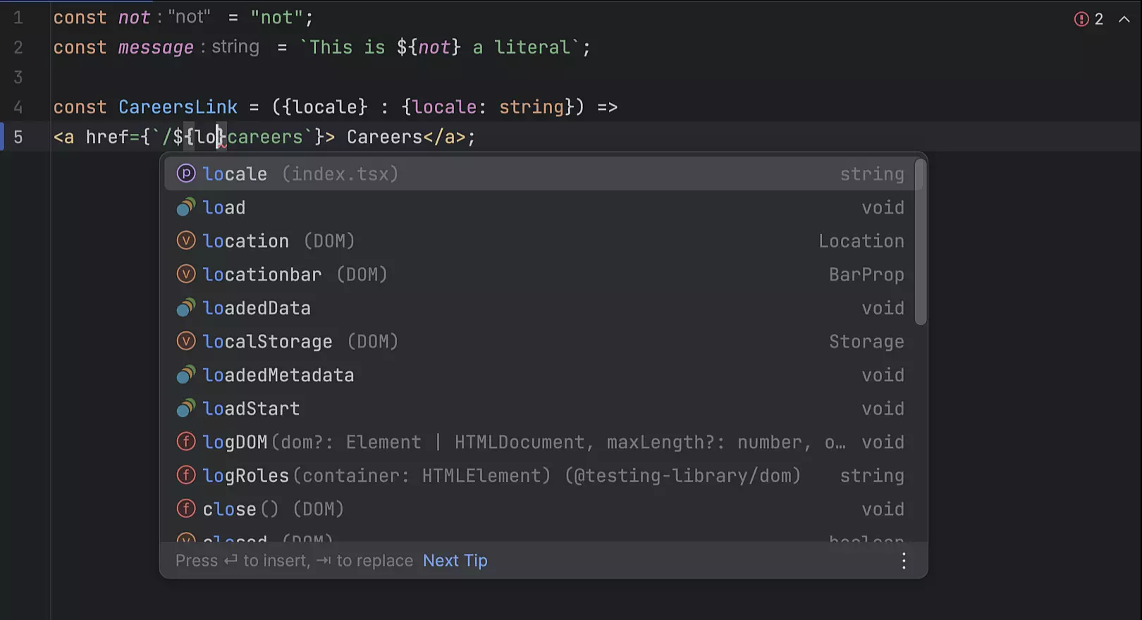 Conversão automática de strings em literais de modelo