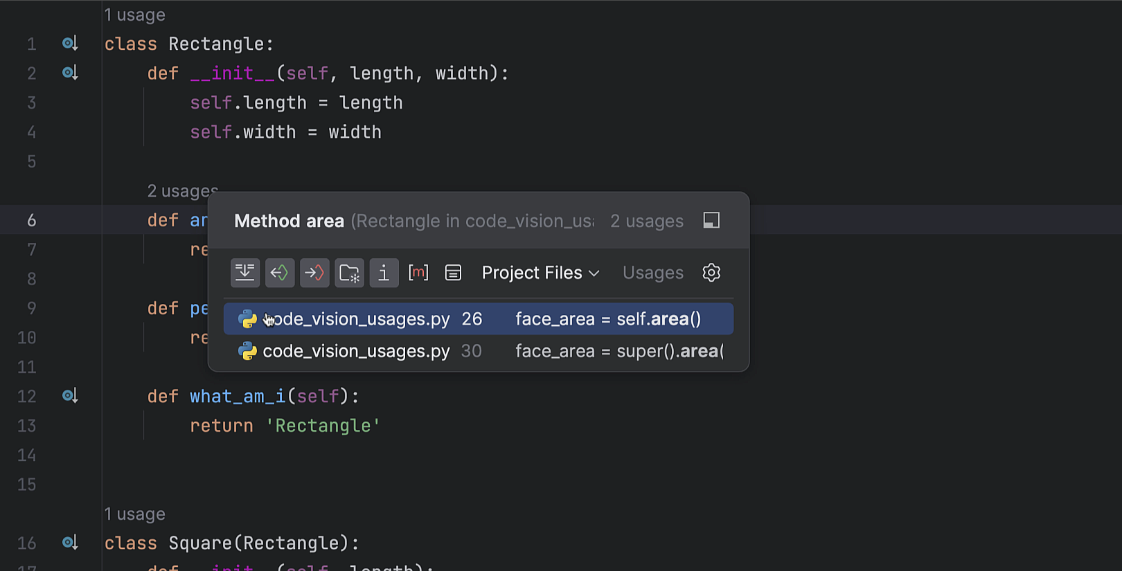Code Vision: inlay hints for usages
