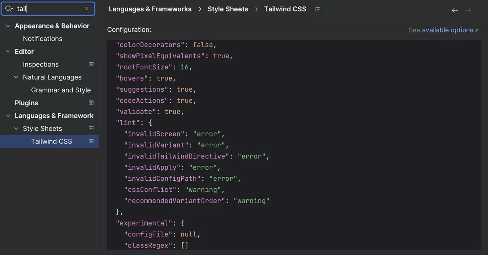 Tailwind CSS configuration