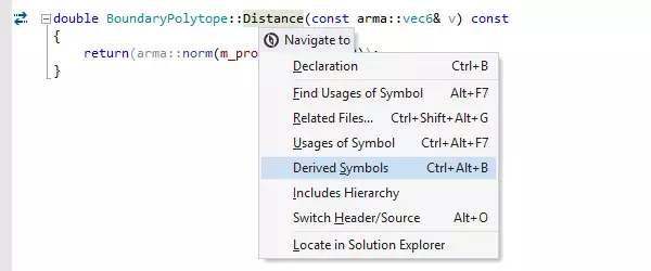 Menú Navigate To en ReSharper C++