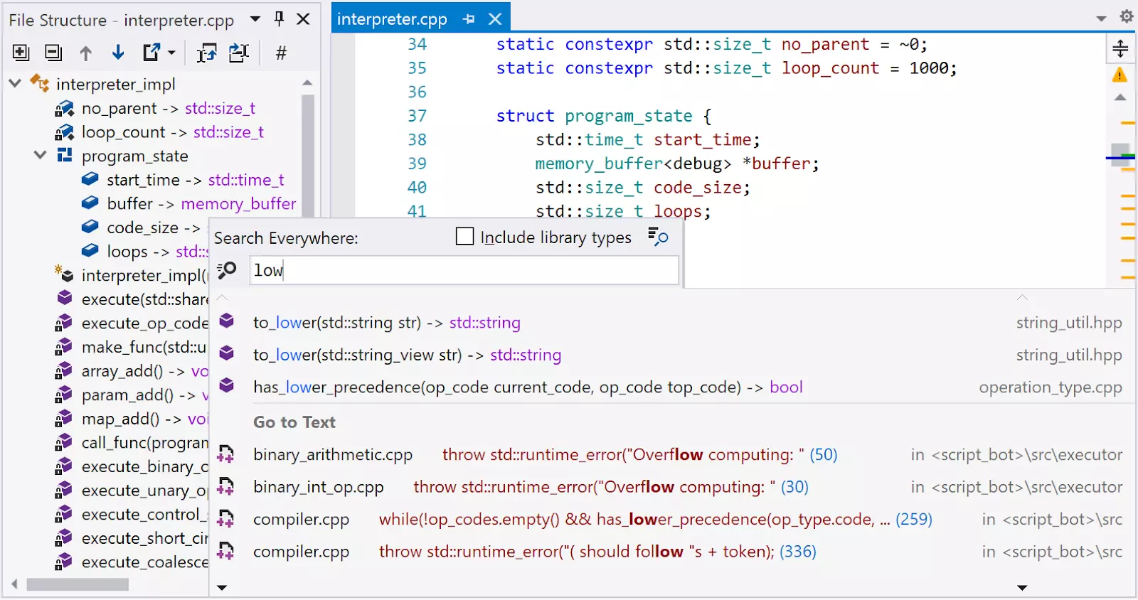 Einfache Navigation im Code