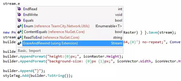 La saisie automatique du code de ReSharper peut suggérer et importer du code issu d'autres espaces de nom