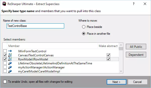 Extract Superclass refactoring in ReSharper