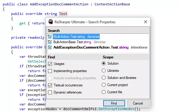 Finding usages of related symbols