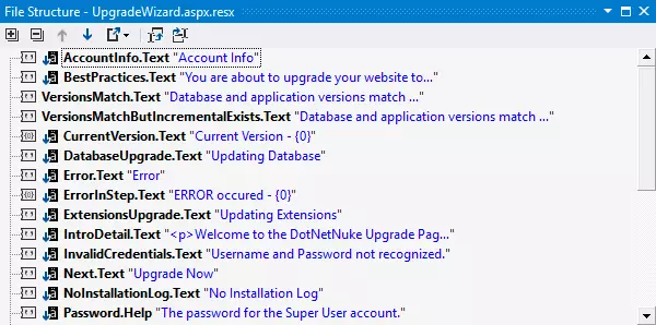 ReSharper shows the structure of a resource file