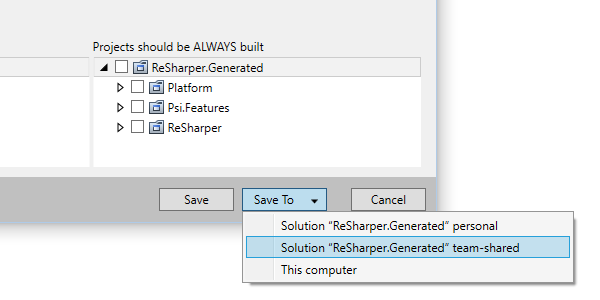Saving ReSharper settings into various setting layers