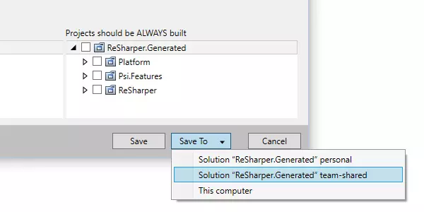 Saving ReSharper settings into various setting layers