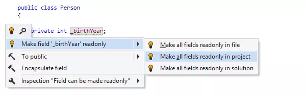 Quick-fix to make field readonly