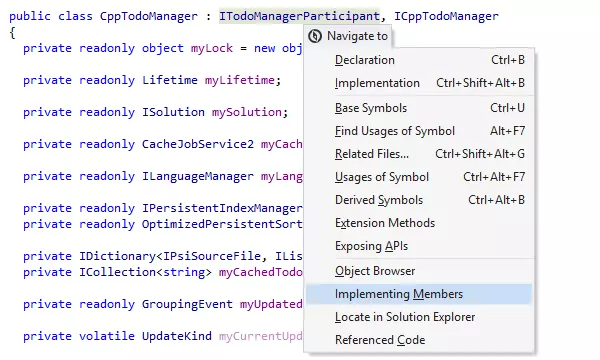 Navigation contextuelle dans ReSharper