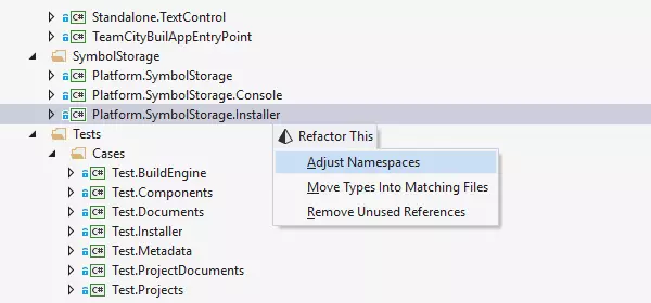 Die Refaktorierung Adjust Namespaces