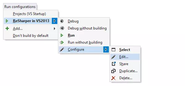 Managing run configurations