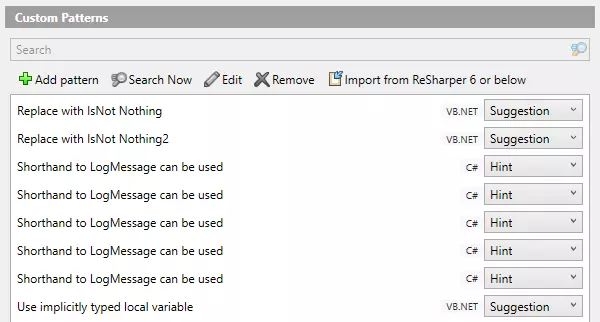 Паттерны поиска и замены из каталога паттернов в ReSharper