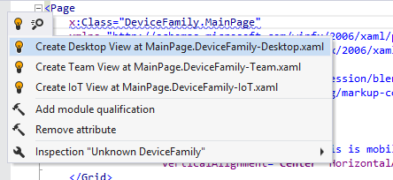 Device family-specific views in UWP applications