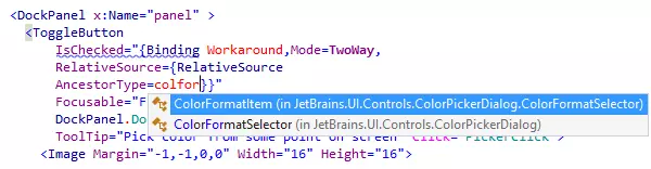 O recurso "Import Symbol Completion" do ReSharper ajuda você a importar tipos de namespaces que ainda não estão referenciados no seu arquivo XAML