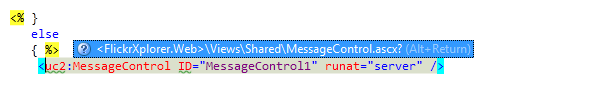 ReSharper automatically registers user control in ASP.NET