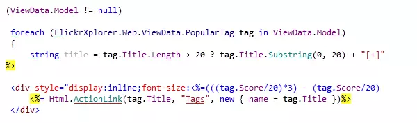 Syntax highlighting in an ASP.NET MVC view