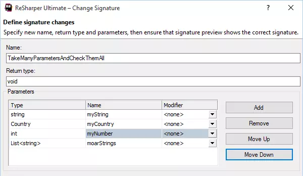 Die Refaktorierung „Change Signature” in ReSharper