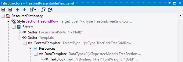 Estrutura de arquivos para arquivos XAML