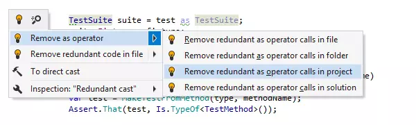 Aplicación de arreglos rápidos de ReSharper en un ámbito mayor (archivo, proyecto o solución)