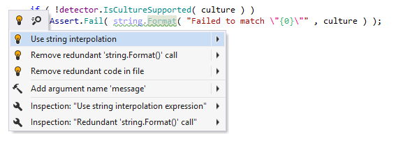 Quick-fixes for code issues in ReSharper