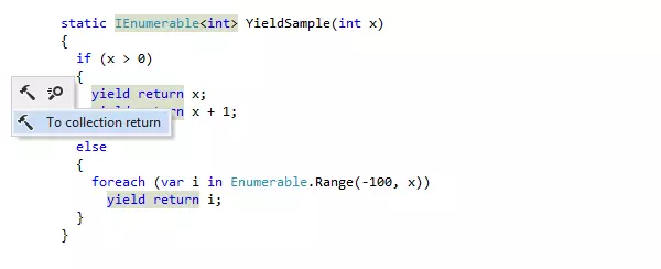 ReSharper 컨텍스트 액션을 사용해 반복자를 컬렉션으로 변환