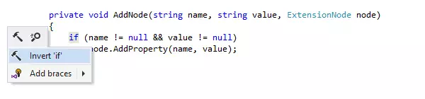 ReSharper 컨텍스트 액션을 사용해 'if' 표현식 반전