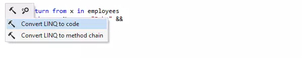 ReSharperのコンテキストアクションを使ったLINQからコードへの変換