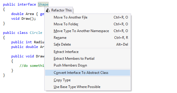 Converting interface to abstract class with ReSharper's refactoring