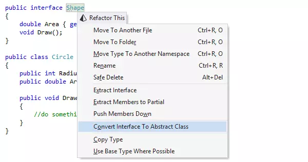 Conversion d'une interface en classe abstraite avec une refactorisation de ReSharper